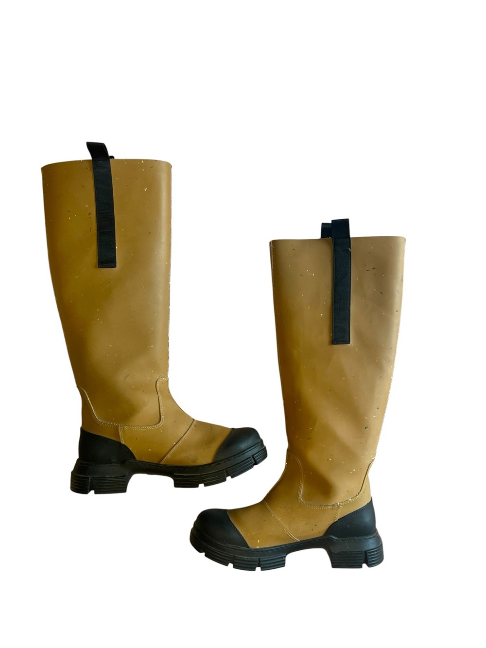 Ganni Recycled Rubber Country Tall Boots in the "Chipmunk Speckle" 10